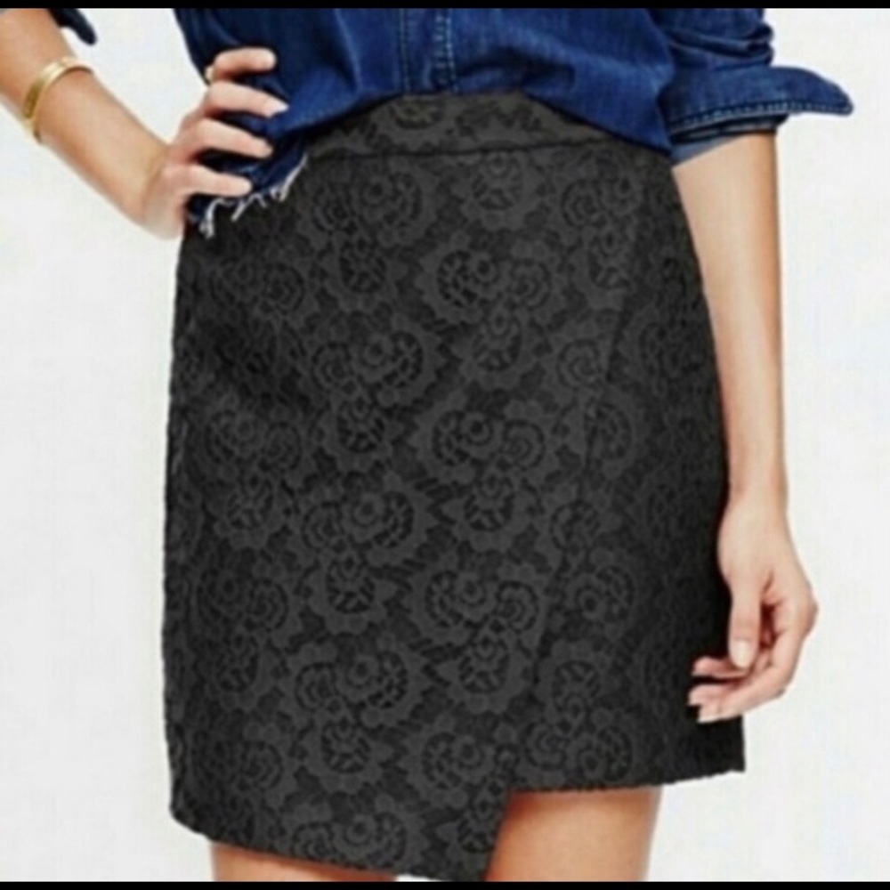 Madewell Lace Asymmetrical Faux Wrap Skirt